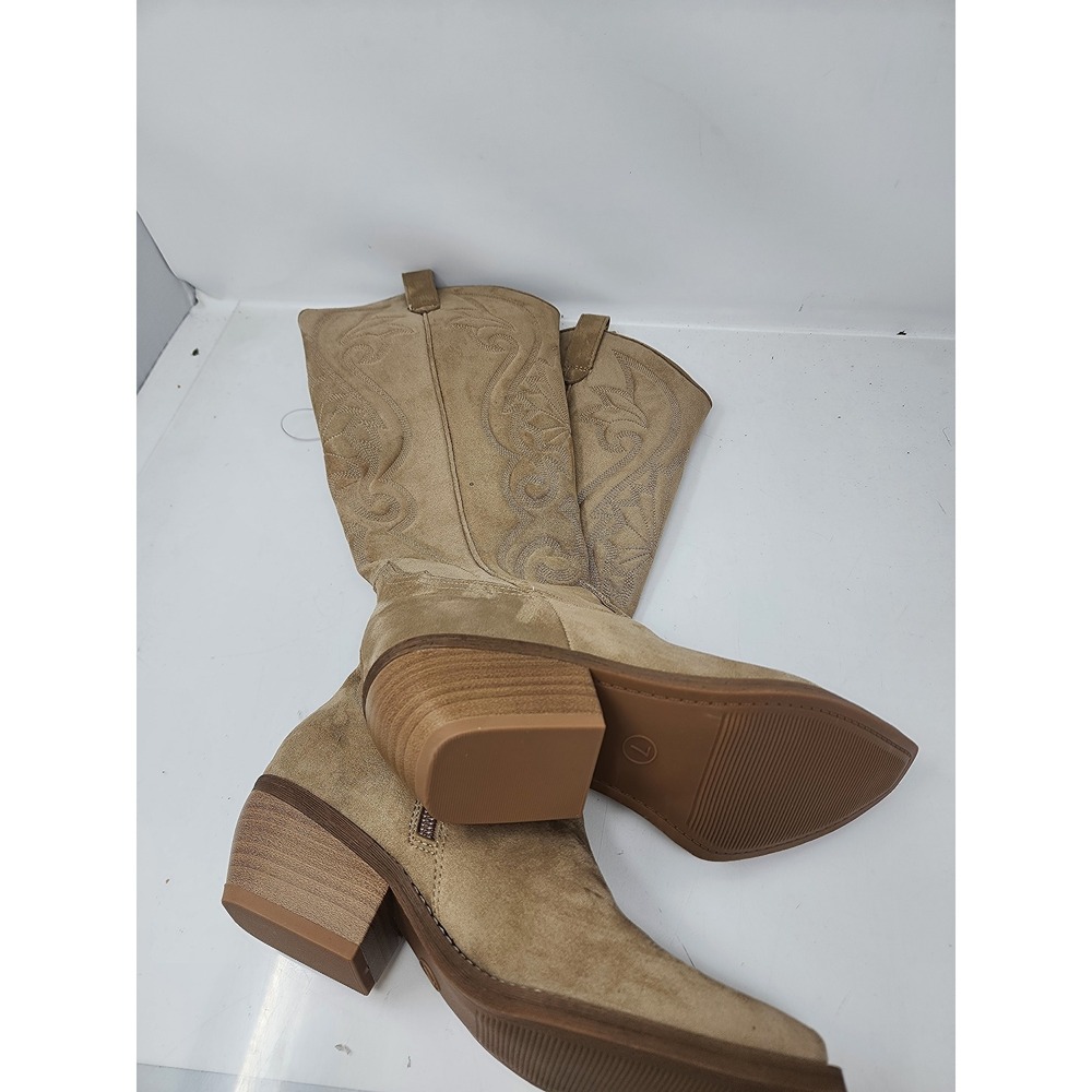 Universal Thread Tan Suede Western Knee-High Heeled Boots - Picture 12 of 13